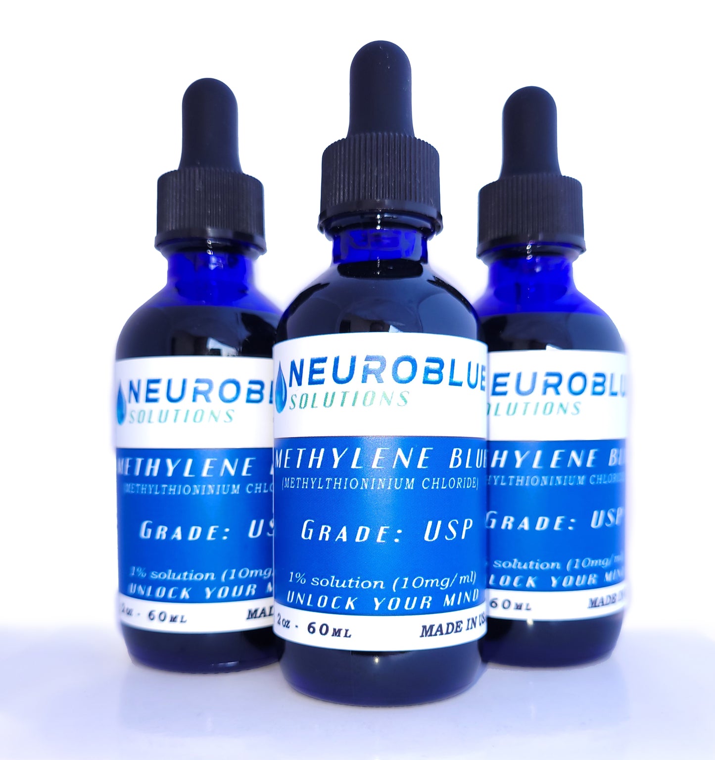 Three Pack! - Methylene Blue USP Grade 2oz Bottle Dropper